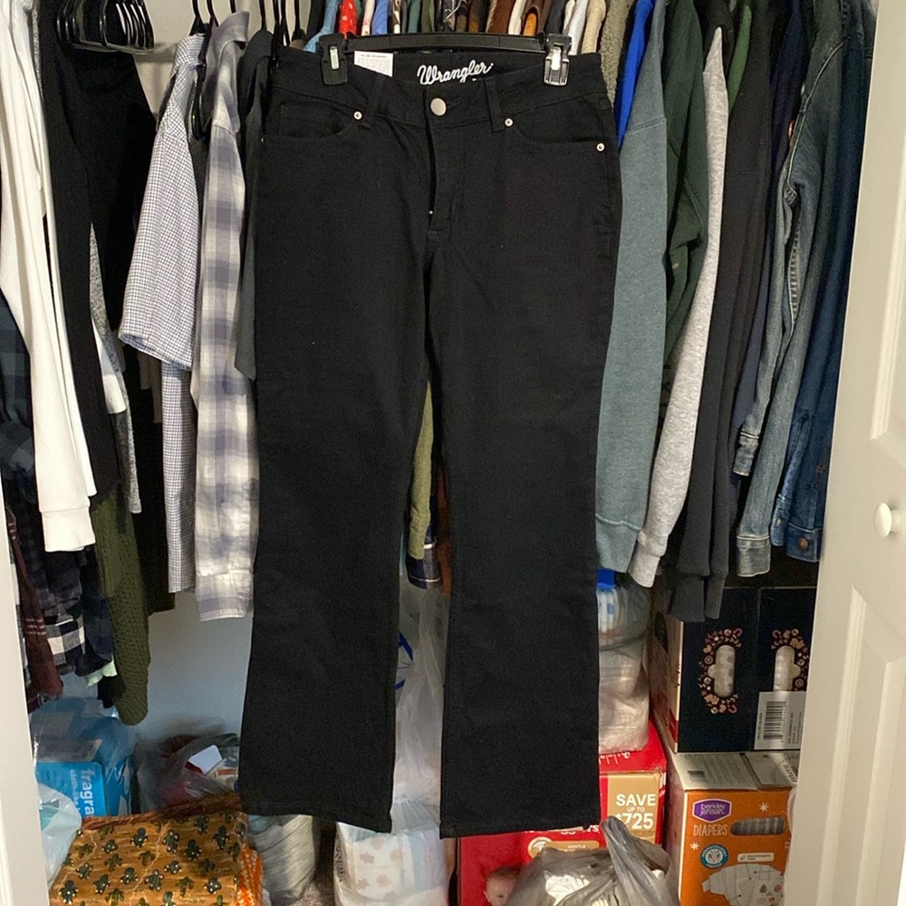Wrangler Black Mid Rise Bootcut Jeans